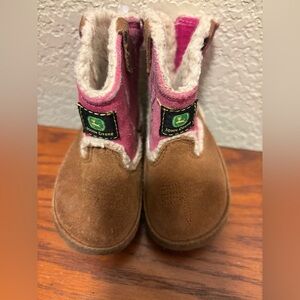 John Deere Pink and Brown Baby Boots‎ 5/$25
